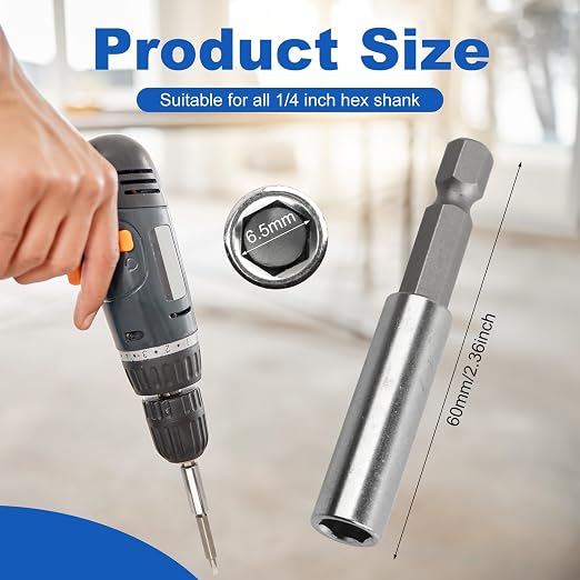 Rocaris 5 Pack Strong Magnetic Drill Bit Extension Holder, 1/4" Hex Shank, S2 Steel Magnetic Screwdriver Extension for Impact Driver, 2.36 inch