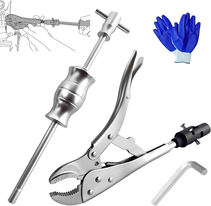 SGT Locking Pliers Slide Hammer Set,9.8 in Locking Pliers 2 lb Slide Hammer with Quick Release Swivel Connector,Vise Grip Slide Hammer kit for Nail Bolt Pin Seal CV Axle Removal