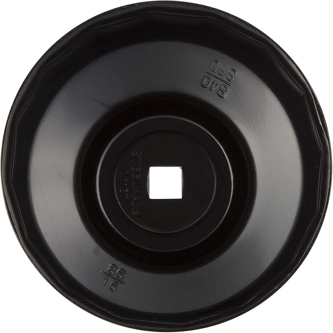 Steelman Low Profile Oil Filter Cap Wrench Socket 86mm x 16 Flute, ⅜-inch Drive, Heavy Duty Chrome Vanadium Steel