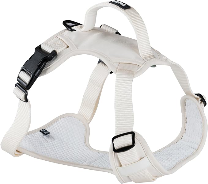 TUG No-Pull Dog Harness, 2 Leash Clips + Padded Handle (Large, Cream) | Water-Resistant Padded Interior | No-Pull Front Clip | Padded Back Handle | Adjustable Straps