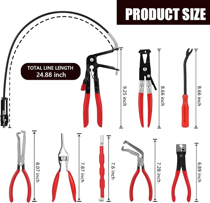 Denchy 8 PCS Automotive Electrical Disconnect Pliers Hose Clamp Pliers Set