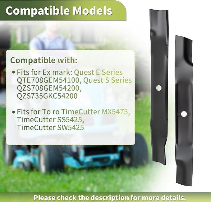 115-2454-03 Lawn Mower Blades Compatible with T oro Time Cutter SS5425 54 Inch Deck, High Lift Blades Replace for 115-4999 115-4999-03 115-9650-03, Fit for Ex Mark Quest E-Series S-Series, 3 Pack