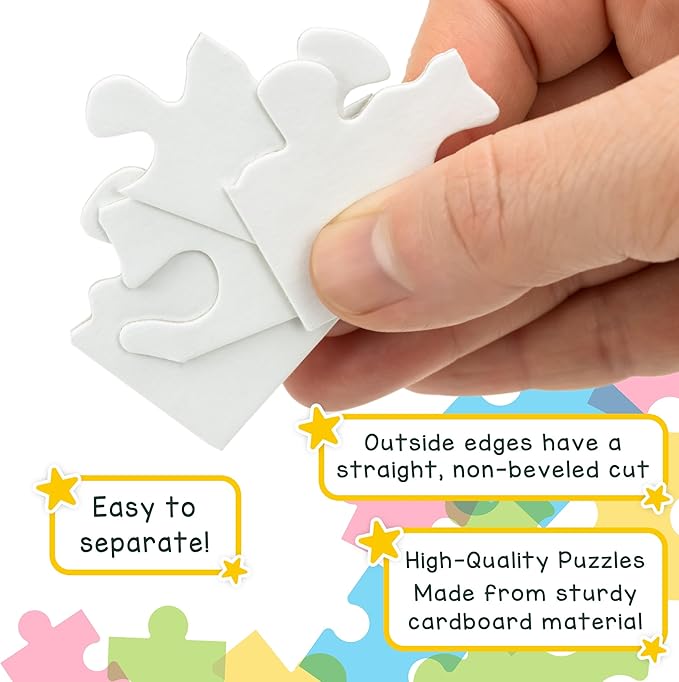 Hygloss 8 Blank Jigsaw Puzzles with Envelopes – 4 x 5.5 Inch, 16 Pieces Each – DYI Party invites, Perfect for Decorating, Kids' Activities, Arts & Crafts or Party Favors