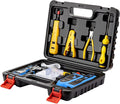 Network Tool kit, Pass Through RJ45 Crimp Tool kit, Ethernet Crimper Cat6 Cat5e Cat5 Crimping Tool with Wire Tracker, 110/88 Punchdown Tool, Cat6 Pass Through Connectors, Wire Stripper
