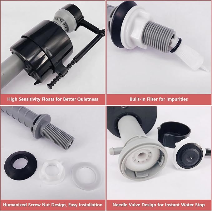 Saillong 3 Sets Toilet Float Replacement Kit, Universal Toilet Flusher Replacement Kit and 2 Inch Flapper Replacements, High-Performance Tank Water Control and Fill Valve