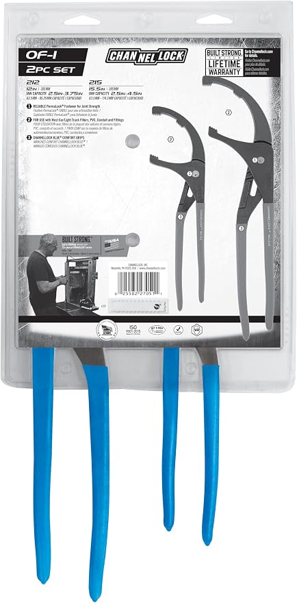 Channellock OF-1 2-Piece Oil Filer/PVC Plier Gift Set: 12-Inch and 15-Inch, Matte/Unpolished