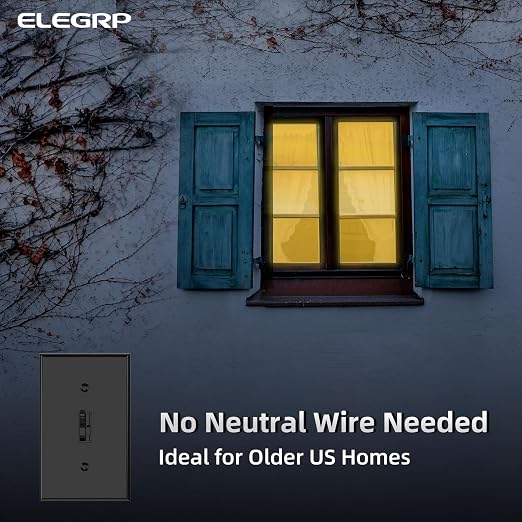 ELEGRP Digital Toggle Dimmer Switch for Dimmable LED, CFL and Incandescent Light Bulbs, Single Pole or 3-Way Toggle LED Dimmer Light Switch, Wall Plate Included, UL Listed, 6 Pack, Black