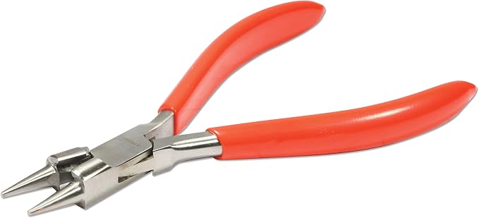 The Beadsmith Platinum Series German Combination Round Nose Pliers and Cutter (Rosary Pliers), 5.5 inches (140mm) with Polished Steel Head, red PVC Comfort Grip Handle, and no Spring