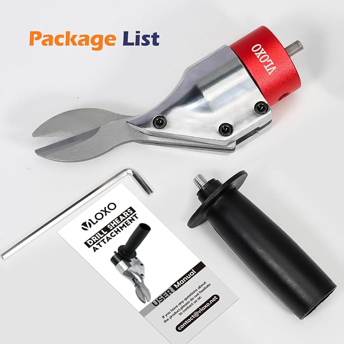 VLOXO Drill Metal Shear Attachment Shear Metal Cutter with 360-Degree Pivoting Head Cordless Electric Drill Attachment Professional Metal Cutting Tool for Cuts Iron Sheet Aluminum and Copper