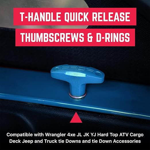 GPCA Quick Release Tie Down GP Anchor PRO, Wrangler JL 2018-2025 | w/o Nut, M8 25mm Thumbscrew, Hardtop Removal, Jeep Accessories & Cargo Tie Down (6PC, Blue)