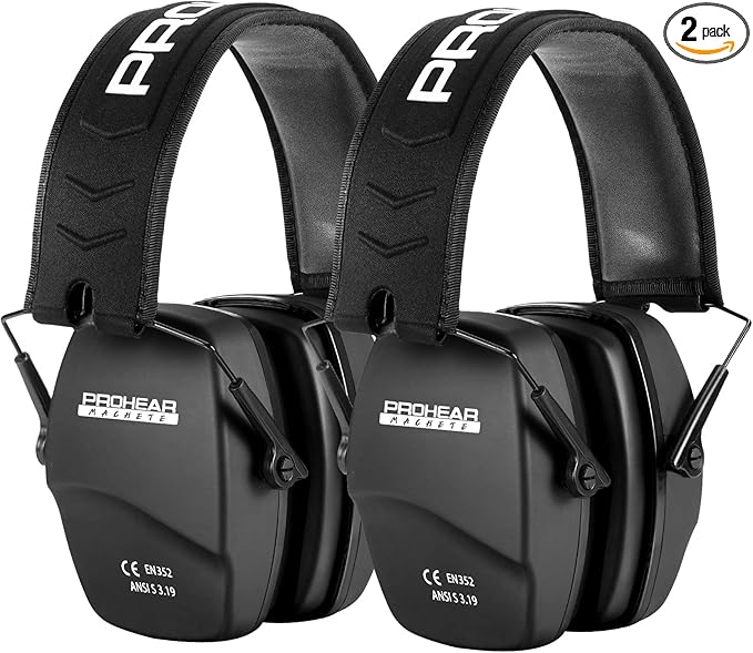 PROHEAR 016 Shooting Ear Protection Earmuffs 2 Pack, NRR 26dB for Gun Range, Hunting -Black and Black