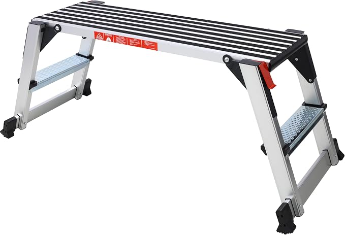 Step Platform, Aluminum Folding Work Platform with Non-Slip Surface 330 lbs Load Capacity Scaffolding Platform and Gorilla Ladder Alternative for Home Improvement Painting Cleaning Auto Detailing