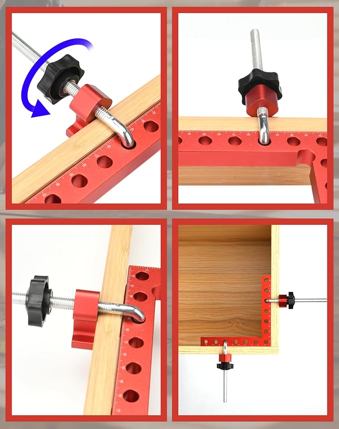 Corner Clamps for Woodworking, 90 Degree Clamps for Positioning Right Angle, 4pcs Aluminum Alloy Position Squares Clamping wood tools for Frame, Box, Drawer, Cabinets, DIY, Men Dad Ideal Gift