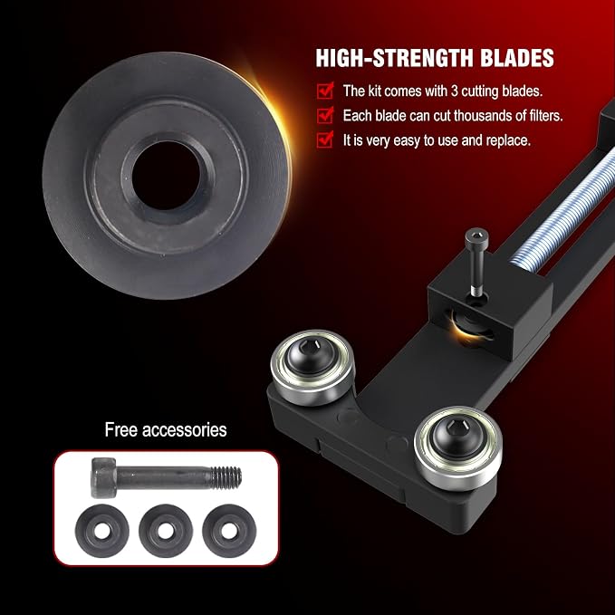 3mirrors LS Engine Oil Filter Cutter - Extra Large Cutting Range Up to 5.89" - Heavy Duty 6061 Billet Aluminum & CNC Machined - Reusable Tool with Replacement Blade