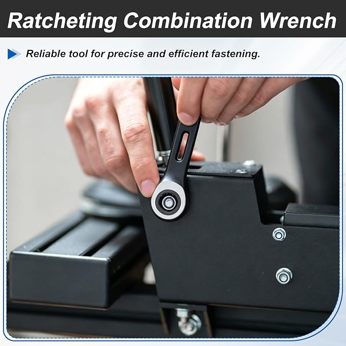 HARFINGTON Ratcheting Combination Wrench 9mm Stubby Wrench Metric High Carbon Steel Double 12-Point Box Open-Ended Ratchet Spanner Tool for Household Garage Workshop Auto Repairs, Black