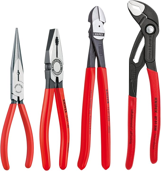 KNIPEX Precision Circlip Pliers 8-Piece Set + KNIPEX Cobra Combination Cutter and Needle Nose Pliers 4-Piece Set
