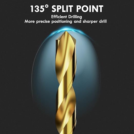 Drill Bit Set, 230Pcs Titanium Twist Drill Bit for Sheet Metal, Wood, Plastic, Quick Change Design (3/64" - 1/2")