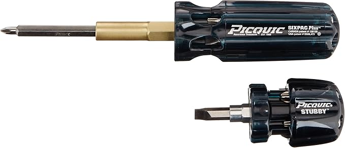Picquic 88911 Carded Combo Pack with Sixpac Plus and Stubby Drivers, Black, 2-Piece