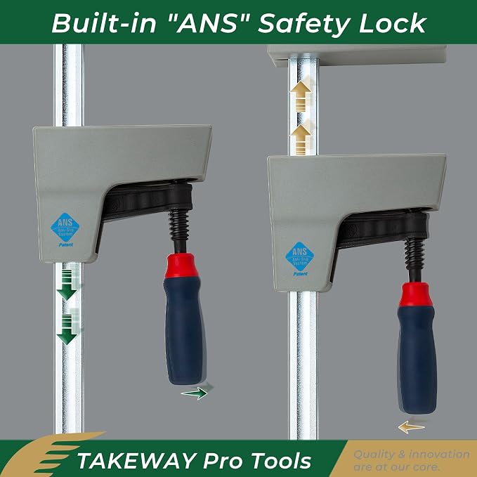 Pro Tools PJP30-8 Light-Duty Parallel Jaw Clamp – Woodworking F-Clamp with ANS Anti-Slip System, Ergonomic Grip, and Non-Marring Jaws for Cabinetry, Joinery, and DIY Projects - 2-Pack