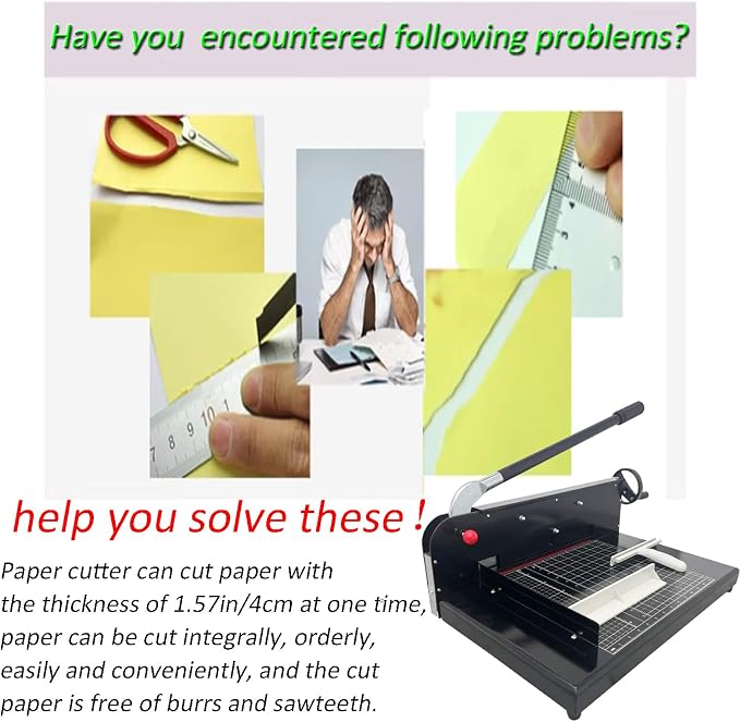 INTBUYING Paper Cutter Guillotine Style Heavy Duty Manual Stack Paper Trimmer Max 12.2in with Safety Protection for Home Office