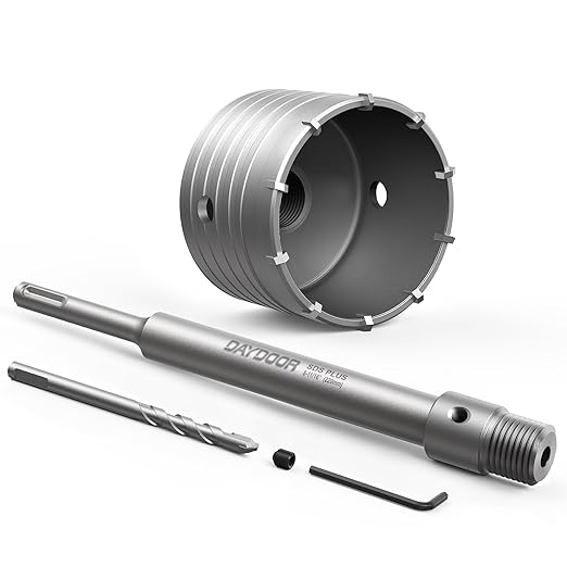 DAYDOOR 3-1/8'' (80mm) Concrete Hole Saw with SDS Plus Shank Adapter, Tungsten Carbide Tipped Masonry Hole Saw, Heavy Duty Concrete Core Drill Bit for Brick, Cement Wall, and Stone