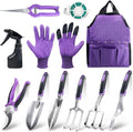 Covacure Gardening Tool Set - 11 Piece Aluminum Alloy Steel Hand Tool Starter Kit with Garden Bag, Outdoor Tool, Heavy Duty Gardening Work Set, Gardening Gifts for Women and Men