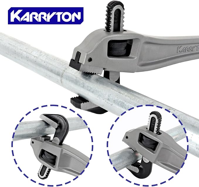 14 Inch Aluminum Offset Pipe Wrench, 3"/76mm Adjustable Jaw Capacity, Heavy Duty Plumbers Wrench with Drop Forged Steel Jaw(CR-V), Perfect Plumbing Tool Exceed GGG Standard