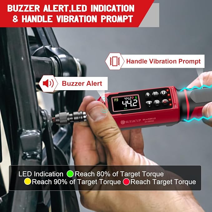 Digital Torque Screwdriver, 0.8-53.1in-lbs/0.09-6Nm, ±1% Accuracy | Electrician Torque Screwdriver, LED , Buzzer, Vibration, 9 Preset Mode and 5 Units, For Bike, Gunsmithing , Scope Mounting