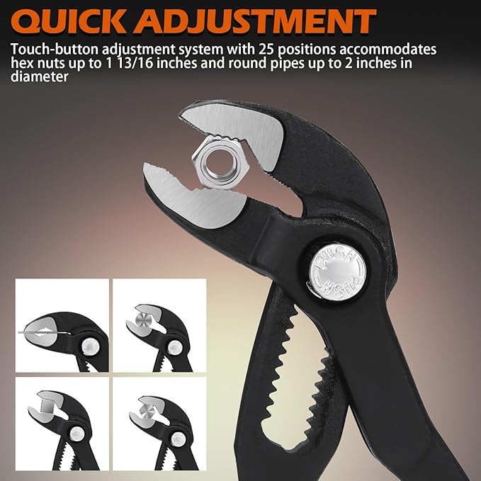 8701250 Cobra Water Pump Pliers, 10 inch, Self-Locking with Pinch Guard, 25 Adjustment Positions, Red