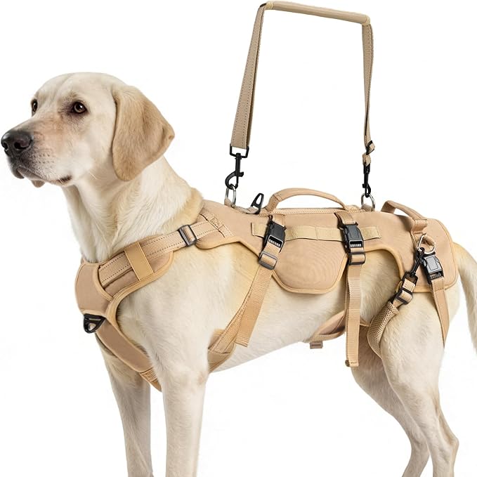 PUPTECK Dog Lift Harness for Medium Large Sized Dog, Rehabilitation Sling for Hind Leg Support, Multifunctional Mobility Assistance Harness for Old, Disabled, Joint Injuries, Paralysis Dogs, Brown M