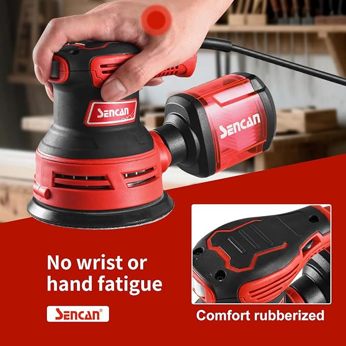 5" Electric Random Orbital Sander, 2.5 Amp Power Variable Speed Palm Sander with Vacuum Dust Collector for Woodworking, Refinish Furniture