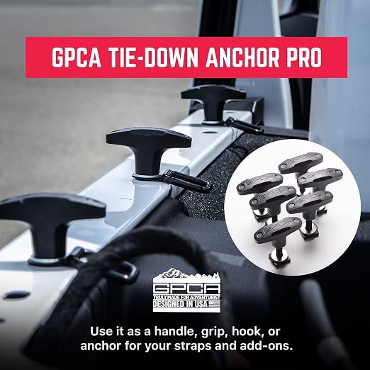 GPCA Quick Release Tie Down Anchor T-Handle M8 25mm for Jeep | Screw with Nuts, Jeep Hardtop Removal, Heavy-Duty Truck Bed, Cargo Tie Down Hooks, 4x4 Off-Road Accessories (6PC, Black)