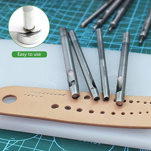 11pcs Punch Tool Punch Snap Kit, Leather Craft Snap Fastener Setter Rivet Setting Round Hole Punch Die Tools for Punch Hole and Install Rivet Button (Rivet Setter with Base)