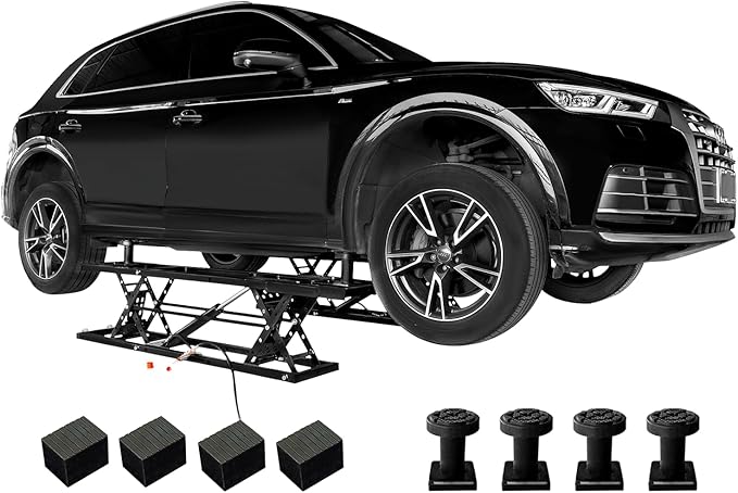 Albott 7000 LBS Portable Car Lift, Heavy Duty Quick Jack with 28" Max Height, Locking Levers & Wheels, 25–30s Fast Cycle, Adjustable Scissor Lift for Cars, SUVs, Light Trucks, Garage or Shop Use
