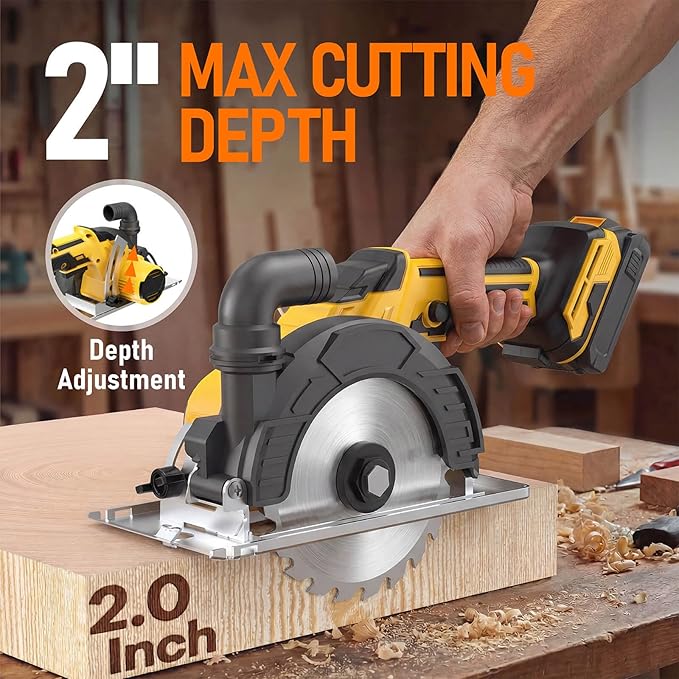 Cordless Circular Saw, Compatible with DeWalt 20V Max Battery (NO Battery) 7000RPM Brushless Motor 6-Inch Alloy Blade, 2.2"(90°), 1.5"(45°) Max Cutting Depth Lightweight 4.3Lbs for Wood PVC Cutting