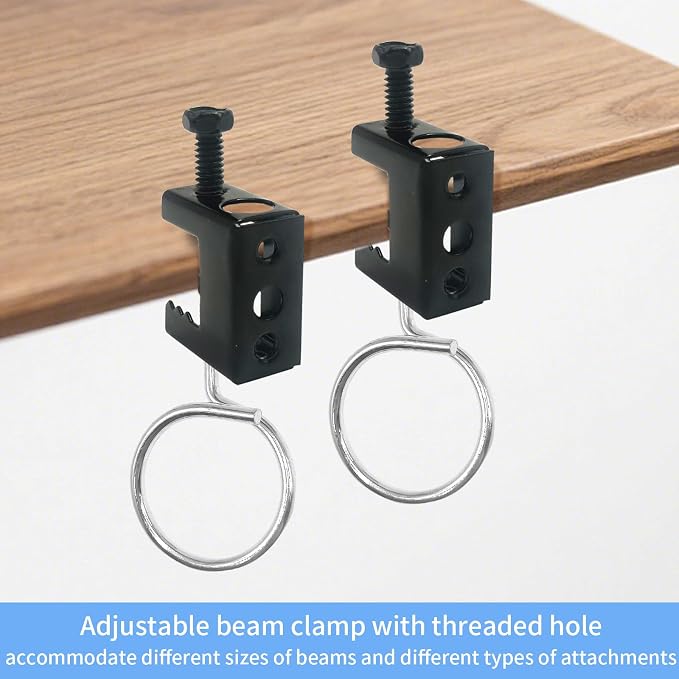 1/4"-20 Steel Beam Clamps with 2 in Metal Threaded Bridle Rings, 30 Set Metal Beam Hangers Bolt on Clamp for Pipe Support, Conduit Alternative in Home Theater, Factory, Warehouse & DIY Projects