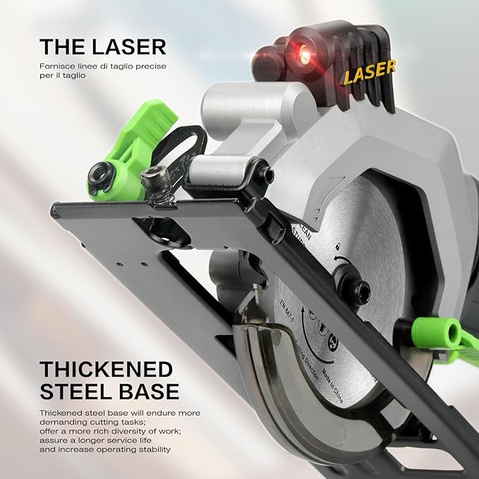 Power Circular Saw,4.8A Mini Circular Saw with Laser Guide,4000RPM Corded Saw Equipped with 1 Pc 4-1/2" Blades，Maximum Cutting 1-11/16" at 90° and 1-1/8"at 45° for Wood, Soft Metal, Plastic