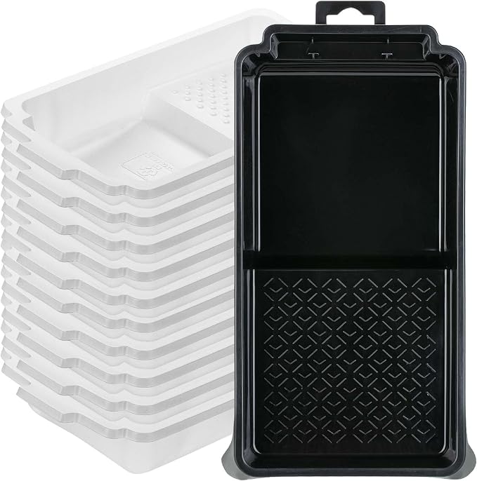 Bates- Paint Tray Liner, 4 Inches, One Plastic Paint Tray with 10 pcs Paint Pan Liners, Paint Pans Trays, Disposable Paint Tray, Paint Roller Tray Liners, Paint Trays for Painting Walls
