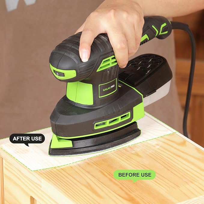 GALAX PRO 250W 2-in-1 Sheet Sanders/Detail Sanders, 6000-12000 RPM 6 Variable Speed Multi-Function Sander with Dust Box, Electric Sander for Sanding Metal and Polishing Wood, Includes 12 Sandpaper