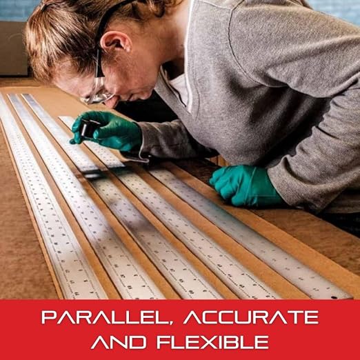 Starrett Straight Edge Aluminum Rule - Ideal for Schools, Shops, Metal and Wood Workers - 72" Length, 2" Width, .125" Thickness, 1/8", 1/16" English - ASE-72