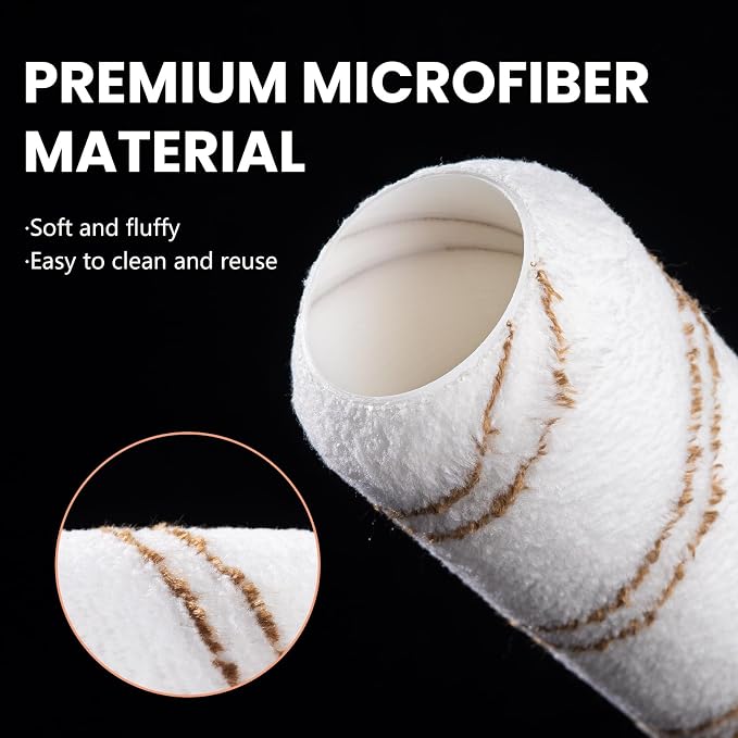 Mister Rui 9 Inch Paint Roller Covers, 12 Pack Bulk Saver for Whole House Painting, 3/8 Inch Nap Professional Roller Sleeves