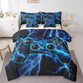Erosebridal Gaming Comforter Set 7-Piece Bed in a Bag Twin, Gamer Bedding Sets Video Game Consoles Comforter and Sheet Set, Blue Lightning Room Decor,Gamer Room Decor for Boys