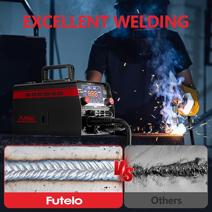 160A MIG Welder, 4 in 1 Gas/Gasless MIG Flux Core/Lift TIG/Stick Welder Machine 110V 220V with Large LED Display, Portable IGBT Inverter with Synergy for Metal Repair and Beginners