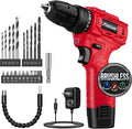 AVID POWER Brushless Power Drill Set, 2-Speed Control, 3/8-Inch Keyless Chuck & 25+1 Position, 12V Electric Drill Cordless Driver Kit with 2000mAh Battery, Charger and 22pcs Accessories