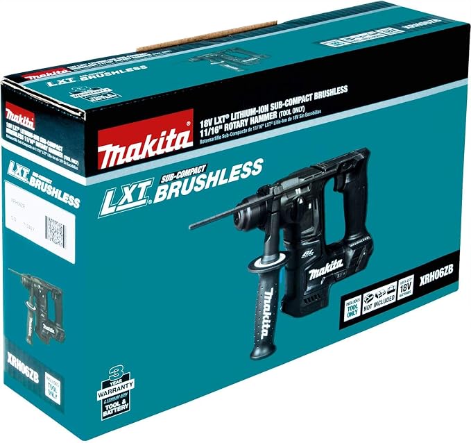 Makita XRH06ZB-R 18V LXT Cordless Lithium-Ion Brushless Sub-Compact 11/16 in. Rotary Hammer Tool Only (Renewed)