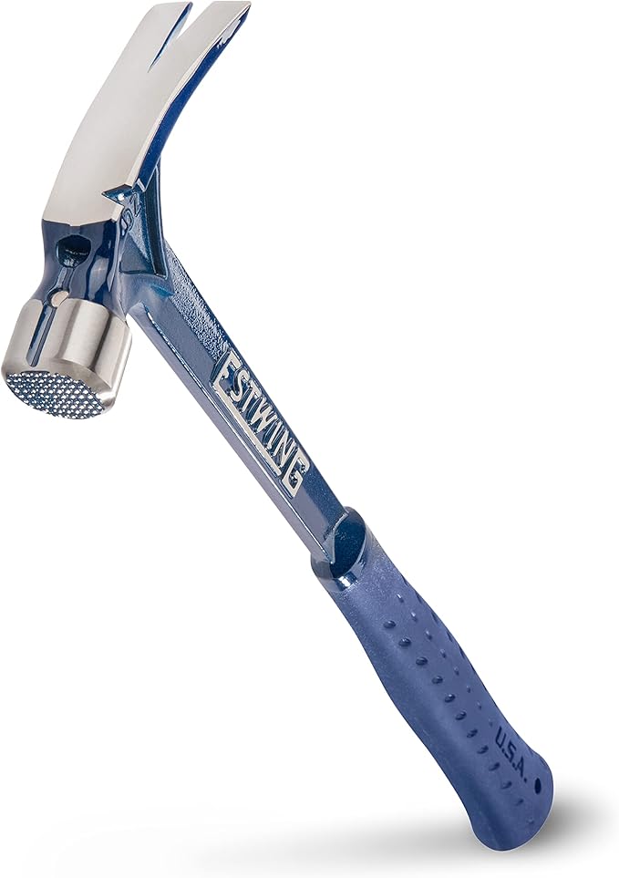 ESTWING Ultra Series Hammer - 19 oz USA Made Rip Claw Framing Hammer with Milled Face & Shock Reduction Grip - E6-19SM