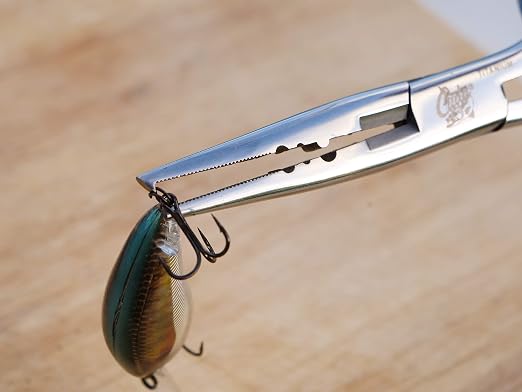 CUDA 8" Titanium Bonded Stainless Steel Freshwater Pliers 18112 Durable Fishing Hooks Remover, Ring Splitter with Mono & Fluorocarbon Cutter