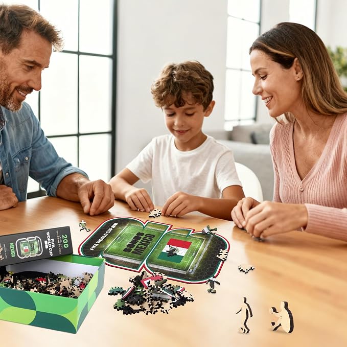 FIFA Mexico 26 Wooden Puzzle for Adult, 200 Pieces Irregular Shape Puzzle, 5MM Thick,Creative Collectible Gift for Fans, Officially Licensed Product, 9.3 x 12