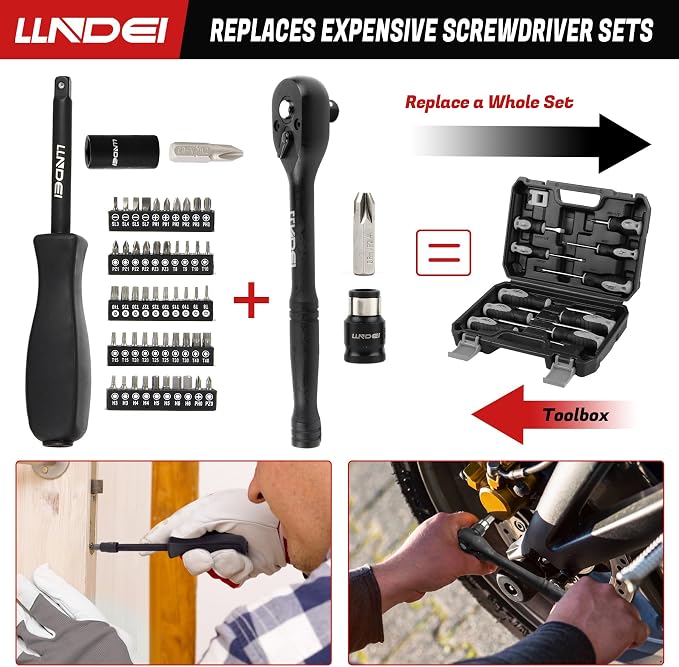 LLNDEI 1/4 & 3/8" Drive Impact Socket Set 186Pcs SAE/Metric | CR-V Deep & Shallow Sockets, Ratchet, Spark Plug Socket, Bits, for Auto Repair Shop, Garage, Engine Rebuilding & DIY Projects