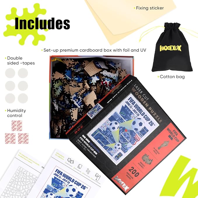 FIFA World Cup 2026 City Puzzle Philadelphia Poster - Wooden Puzzle for Adult, 200 Pieces Unique Shape Puzzle, 5MM Thick, Creative Collectible Gift for Fans, Officially Licensed Product, 9.3x11.8''